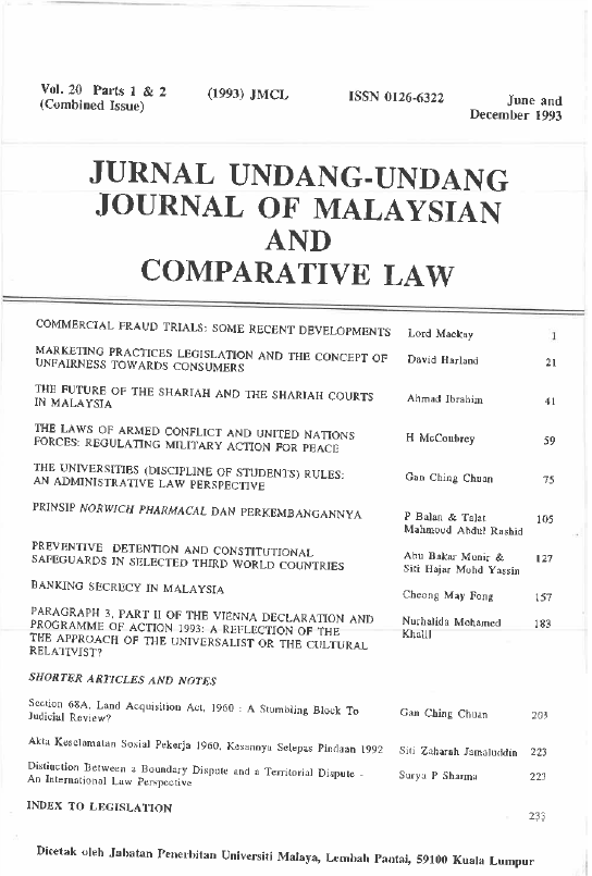 Section 68a Land Acquisition Act 1960 Journal Of Malaysian And Comparative Law