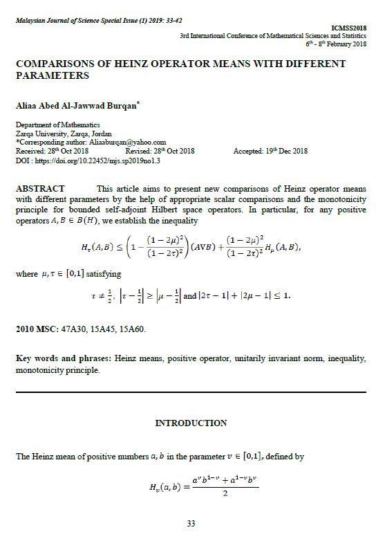 Malaysian Journal Of Computing / MATEMATIKA Malaysian Journal of